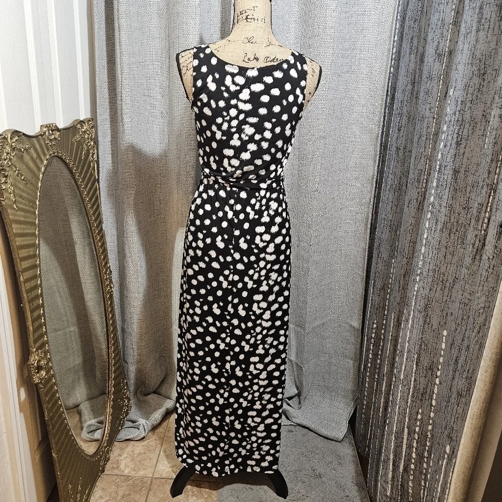 Susan Lawrence Black and White Print Sleeveless Maxi Dress Size XS - Picture 5 of 8